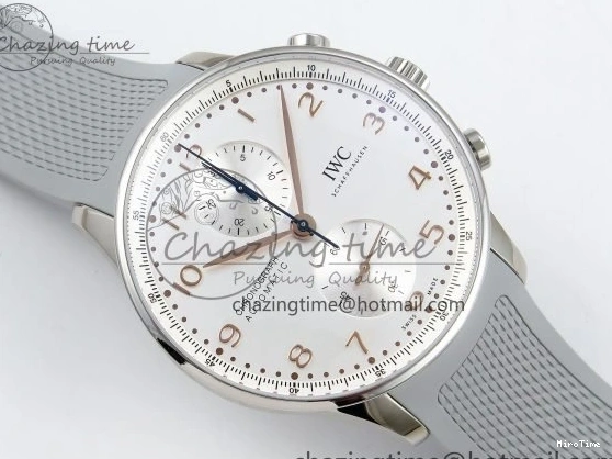 MIROTIME 0502 Portuguese Chrono IW3716 Z+F 1:1 Best Edition White Dial on Gray Rubber Strap A WrinkleFree 7014